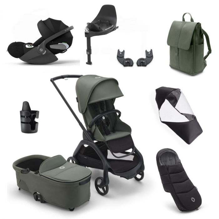 Bugaboo Dragonfly Ultimate Cybex Cloud T Travel System Bundle - Black/Forest Green product image