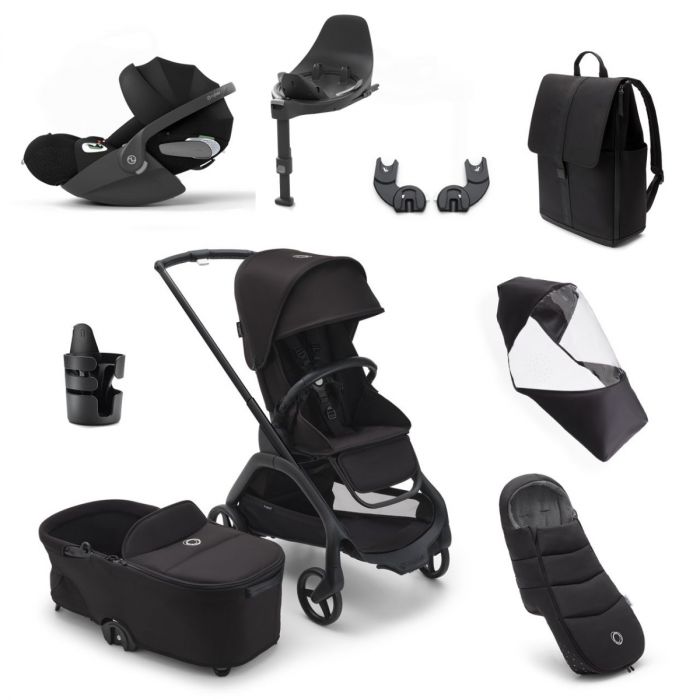Bugaboo Dragonfly Ultimate Cybex Cloud T Travel System Bundle - Black/Midnight Black product image