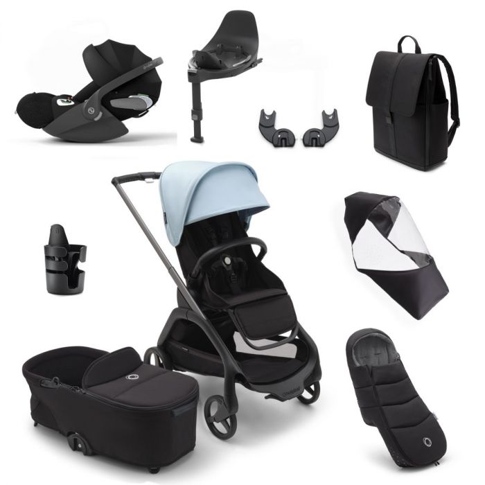 Bugaboo Dragonfly Ultimate Cybex Cloud T Travel System Bundle - Graphite/Midnight Black/Skyline Blue product image