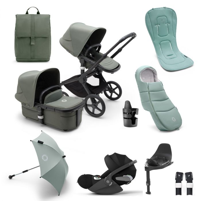 Bugaboo Fox 5 Ultimate Cybex Cloud T Travel System Bundle - Black/Forest Green product image