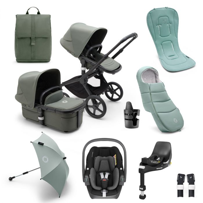 Bugaboo Fox 5 Ultimate Maxi-Cosi Pebble 360 Travel System Bundle - Black/Forest Green product image