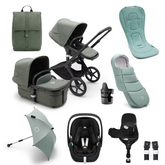 Bugaboo Fox 5 Ultimate Maxi-Cosi Pebble 360 PRO Travel System Bundle - Black/Forest Green product image
