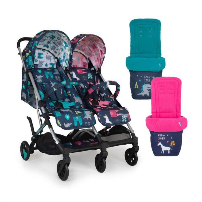 Cosatto Woosh Double Stroller and Footmuff Bundle - Fairy Tale product image