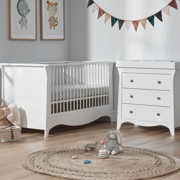 CuddleCo Clara 2 Piece Nursery Furniture Set (Cot Bed & Dresser) - White product image