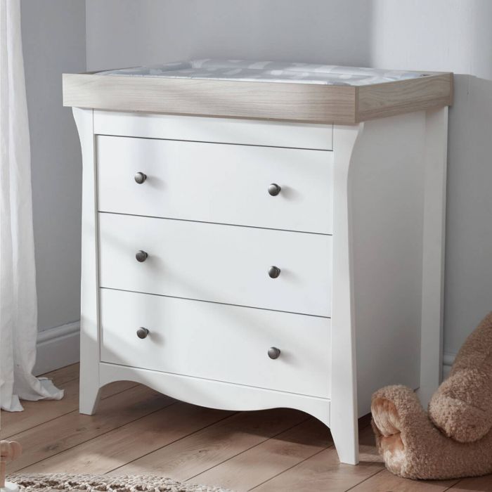 CuddleCo Clara 3 Drawer Dresser & Changer - White and Ash product image
