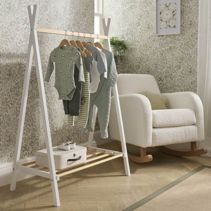 CuddleCo Nola Clothes Rail - White and Natural product image