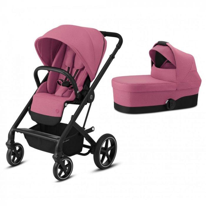 Cybex Balios S Lux Black Pushchair and Carrycot - Magnolia Pink