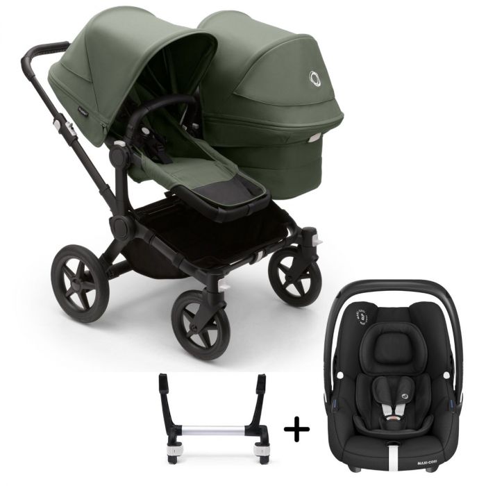Bugaboo Donkey 5 Duo with Maxi-Cosi Cabriofix iSize Travel System - Black/Forest Green