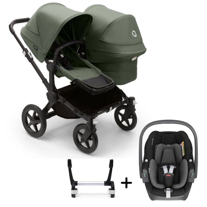 Bugaboo Donkey 5 Duo with Maxi-Cosi Pebble 360 Travel System - Black/Forest Green product image