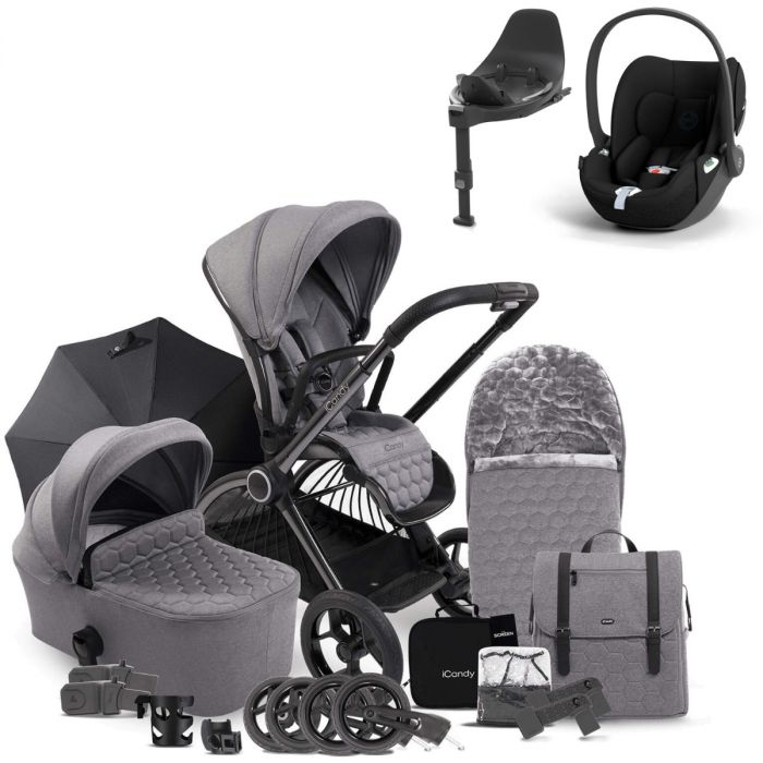 iCandy Core Travel System Bundle with Cybex Cloud T & Base - Light Grey product image