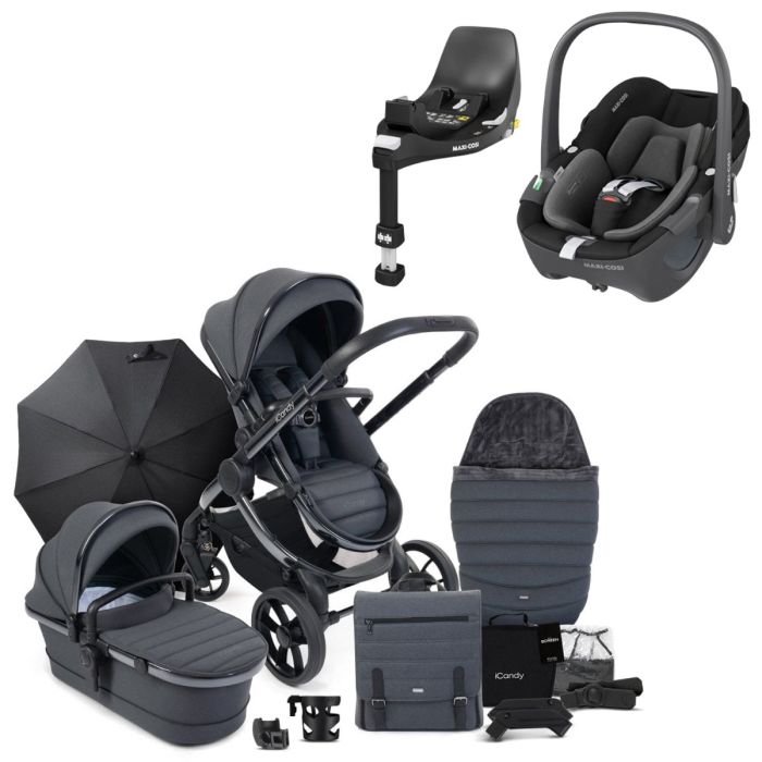 iCandy Peach 7 Travel System Bundle with Maxi-Cosi Pebble 360 & Base - Dark Grey product image