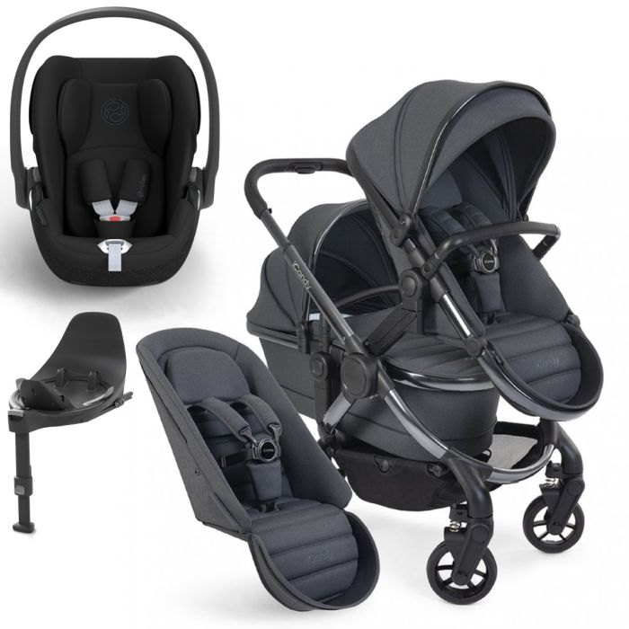 iCandy Peach 7 Double Cybex Cloud T Travel System Bundle - Dark Grey product image