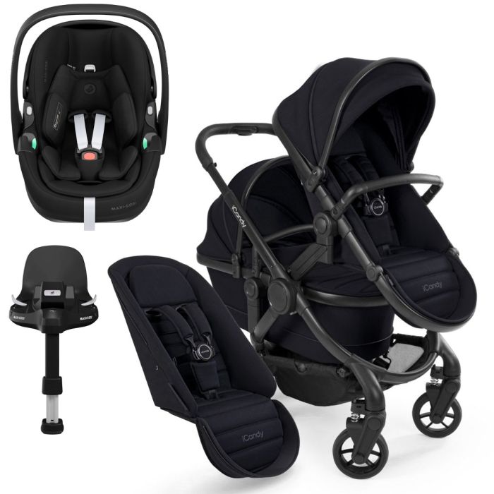 iCandy Peach 7 Double Maxi-Cosi Pebble 360 PRO Travel System Bundle - Black Edition product image