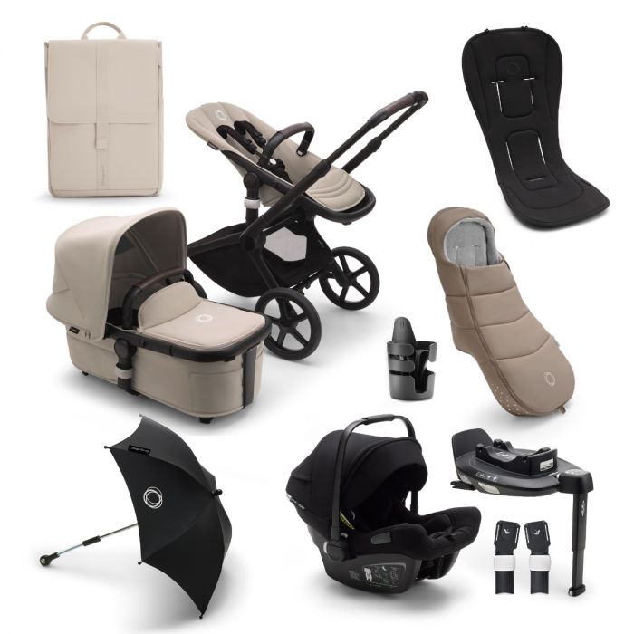 Bugaboo Fox 5 Ultimate Turtle Air 360 Travel System Bundle - Black/Desert Taupe product image