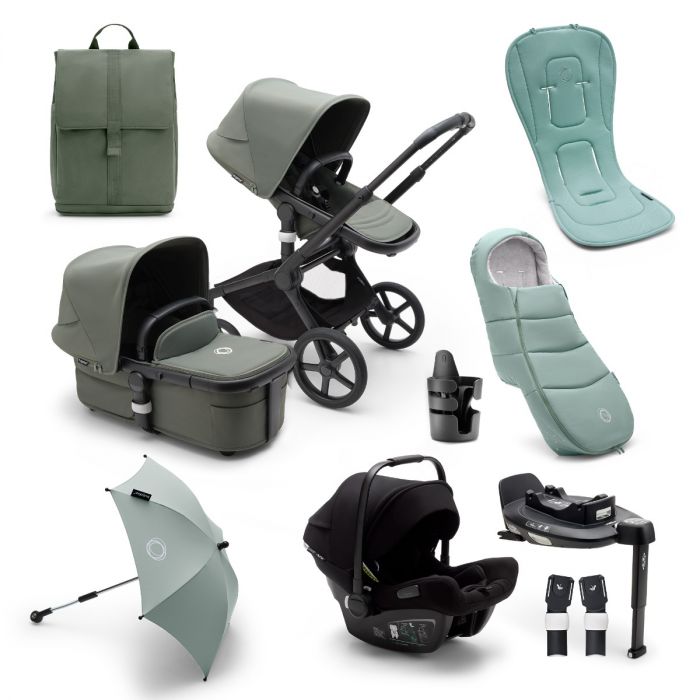 Bugaboo Fox 5 Ultimate Turtle Air 360 Travel System Bundle - Black/Forest Green product image