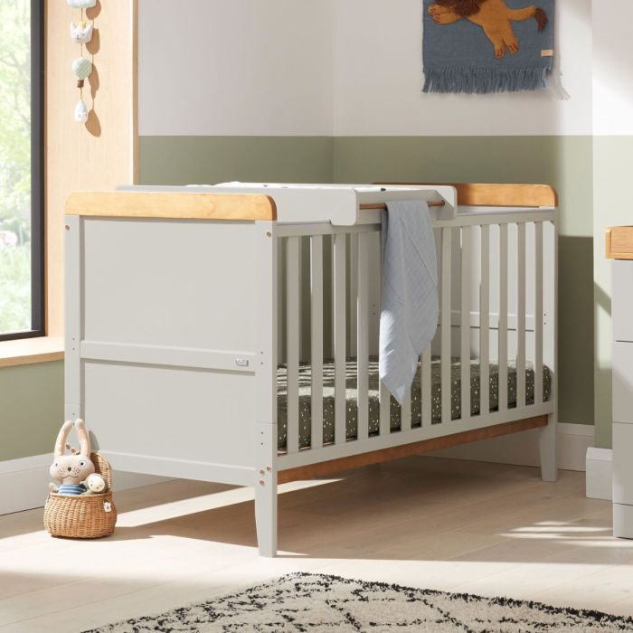 Tutti Bambini Rio Cot Bed with Cot Top Changer & Mattress - Dove Grey/Oak product image