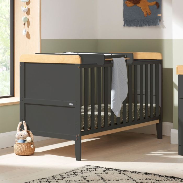 Tutti Bambini Rio Cot Bed with Cot Top Changer & Mattress - Slate Grey/Oak product image