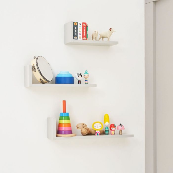 Tutti Bambini Rio Set of Three L-Shaped Wall Shelves - Dove Grey product image