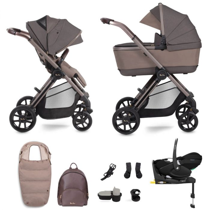 Silver Cross Reef + Maxi-Cosi Pebble 360 Pro i-Size Ultimate First Bed Folding Carrycot Bundle - Earth product image