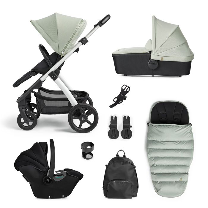 Silver Cross Tide 3-in-1 Pram + Accessory Pack + Dream i-Size Car Seat - Sage/Silver product image