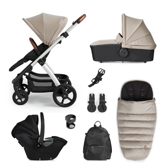 Silver Cross Tide 3-in-1 Pram + Accessory Pack + Dream i-Size Car Seat - Stone product image