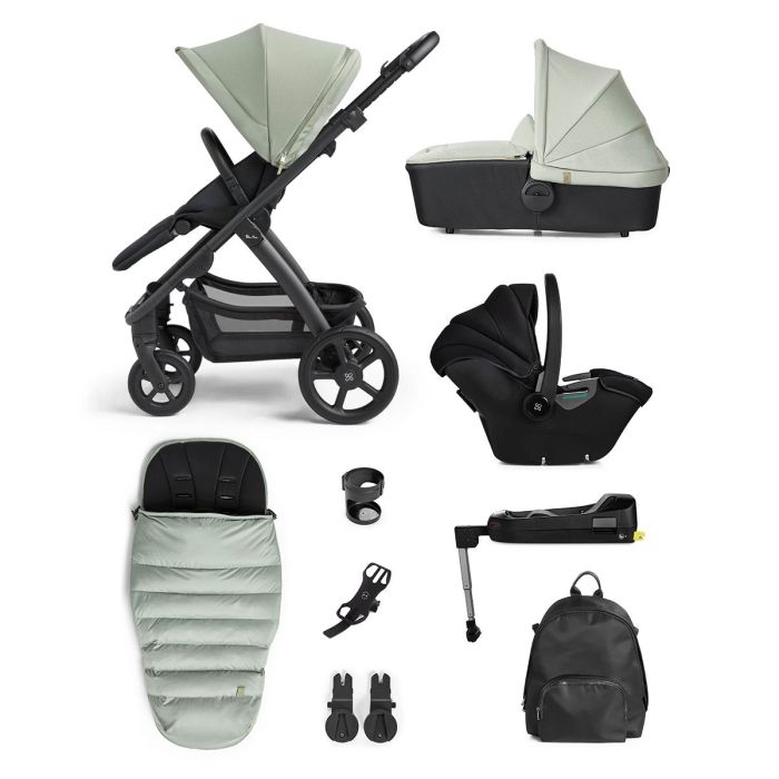 Silver Cross Tide 3-in-1 Pram + Accessory Pack + Dream i-Size Car Seat + Base - Sage/Black product image