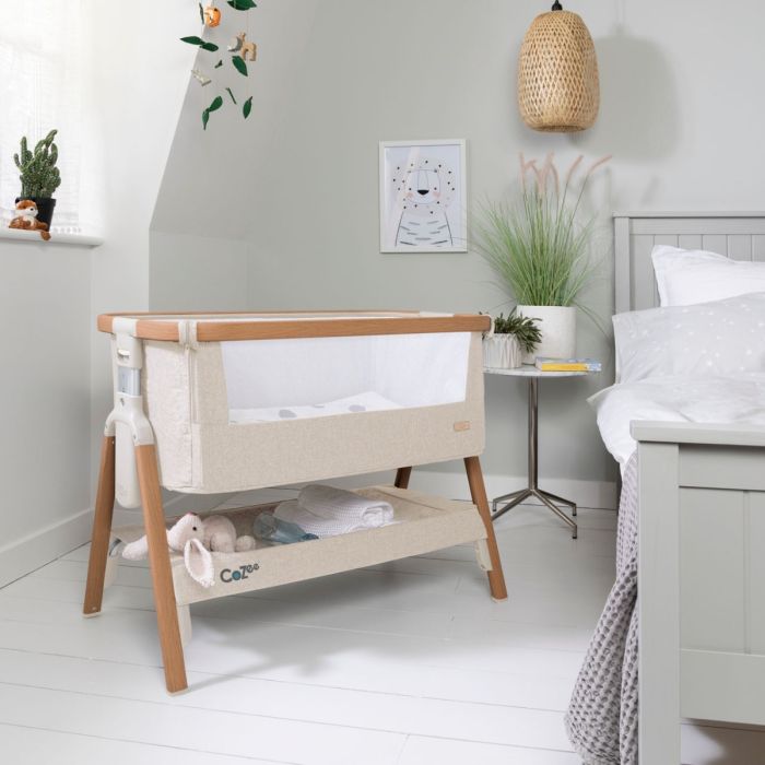 Tutti Bambini CoZee Bedside Crib - Scandinavian Walnut and Ecru product image