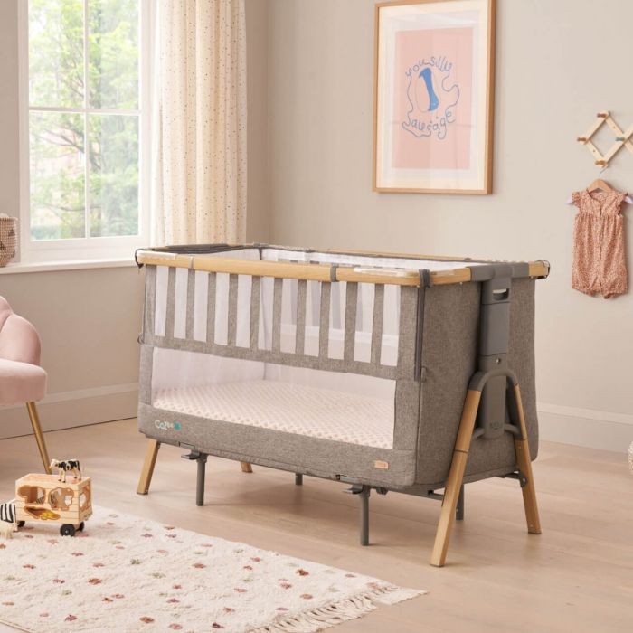 Tutti Bambini CoZee XL Bedside Crib and Cot - Oak/Charcoal product image
