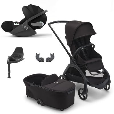 Bugaboo Dragonfly Travel System with Cybex Cloud T + Rotating Isofix Base - Black/Midnight Black