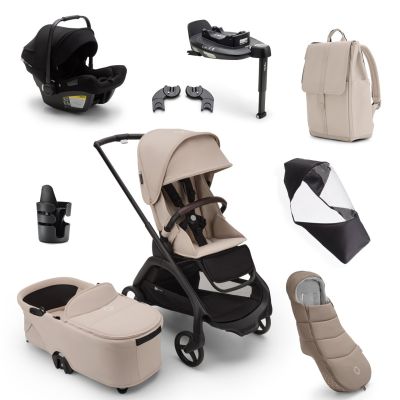 Bugaboo Dragonfly Ultimate Turtle Air 360 Travel System Bundle - Black/Desert Taupe