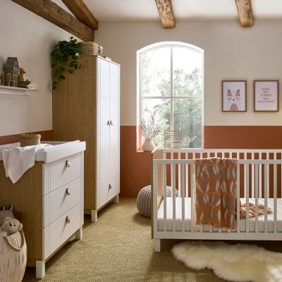 CuddleCo Rafi 3 Piece Nursery Furniture Set - Oak and White