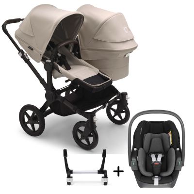 Bugaboo Donkey 5 Duo with Maxi-Cosi Pebble 360 Travel System - Black/Desert Taupe