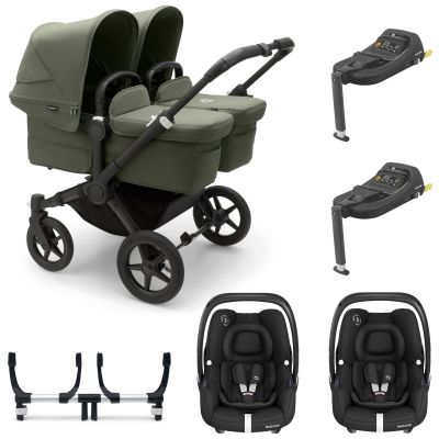 Bugaboo Donkey 5 Twin with Maxi-Cosi Cabriofix iSize Travel System - Black/Forest Green