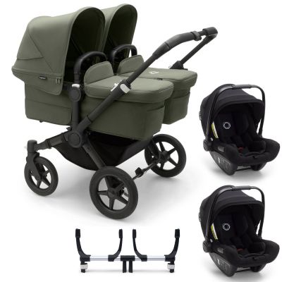 Bugaboo Donkey 5 Twin with Turtle Air Travel System - Black/Forest Green
