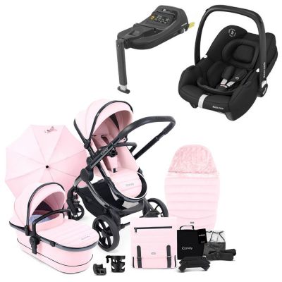 iCandy Peach 7 Pushchair Travel System Bundle with Maxi-Cosi CabrioFix iSize Car Seat & Base - Blush