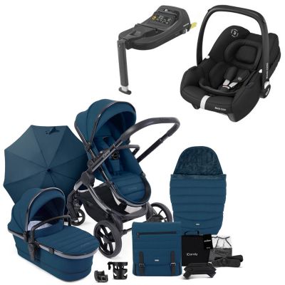 iCandy Peach 7 Pushchair Travel System Bundle with Maxi-Cosi CabrioFix iSize Car Seat & Base - Cobalt