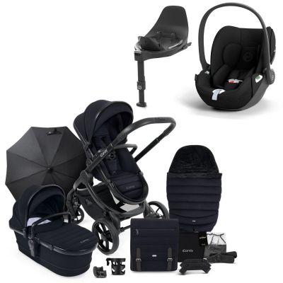 iCandy Peach 7 Pushchair Travel System Bundle with Cybex Cloud T iSize Car Seat & Base - Black Edition