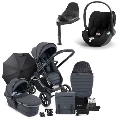 iCandy Peach 7 Pushchair Travel System Bundle with Cybex Cloud T iSize Car Seat & Base - Dark Grey