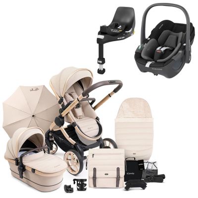 iCandy Peach 7 Pushchair Travel System Bundle with Maxi-Cosi Pebble 360 iSize Car Seat & Base - Biscotti
