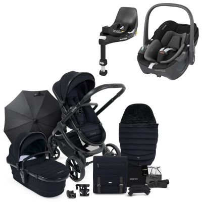 iCandy Peach 7 Pushchair Travel System Bundle with Maxi-Cosi Pebble 360 iSize Car Seat & Base - Black Edition