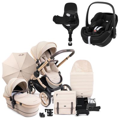 iCandy Peach 7 Pushchair Travel System Bundle with Maxi-Cosi Pebble 360 PRO iSize Car Seat & Base - Biscotti