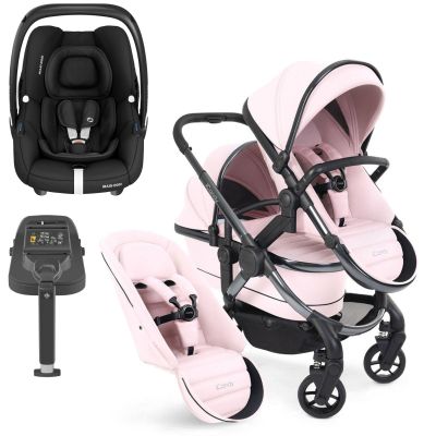 iCandy Peach 7 Double Pushchair Travel System Bundle with Maxi-Cosi Cabriofix i-Size Car Seat & Base - Blush