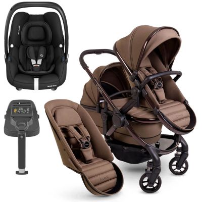 iCandy Peach 7 Double Pushchair Travel System Bundle with Maxi-Cosi Cabriofix i-Size Car Seat & Base - Coco