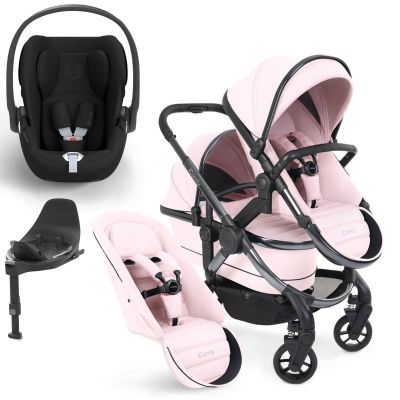 iCandy Peach 7 Double Pushchair Travel System Bundle with Cybex Cloud T iSize Car Seat & Base - Blush