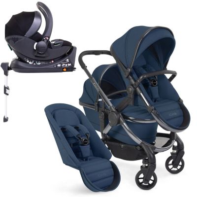 iCandy Peach 7 Double Pushchair Travel System Bundle with Cocoon iSize Car Seat & Base - Cobalt