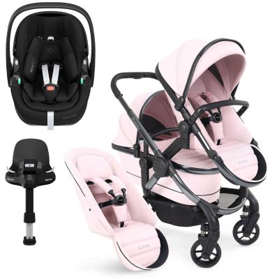 iCandy Peach 7 Double Pushchair Travel System Bundle with Maxi-Cosi Pebble 360 PRO iSize Car Seat & Base - Blush
