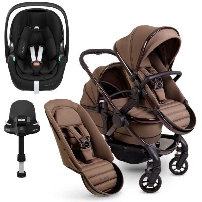 iCandy Peach 7 Double Pushchair Travel System Bundle with Maxi-Cosi Pebble 360 PRO iSize Car Seat & Base - Coco