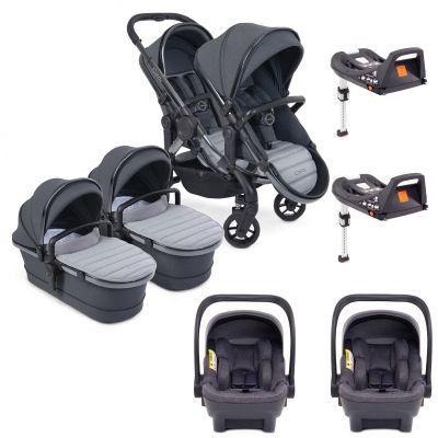 iCandy Peach 7 Twin Pushchair Travel System Bundle with Cocoon iSize Car Seat & Base - Truffle