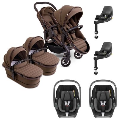 iCandy Peach 7 Twin Pushchair Travel System Bundle with Maxi-Cosi Pebble 360 iSize Car Seat & Base - Coco