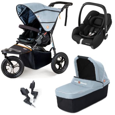 Out 'n' About Nipper V5 Single Travel System with Maxi-Cosi CabrioFix iSize - Rocksalt Grey